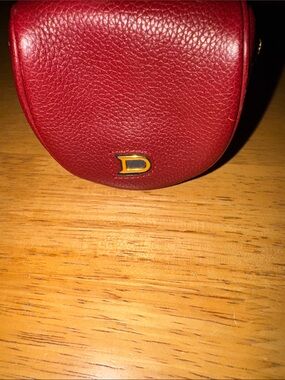 Delvaux vintage Red Grained Leather Half-Moon Coin Purse Pouch 💎 pristine